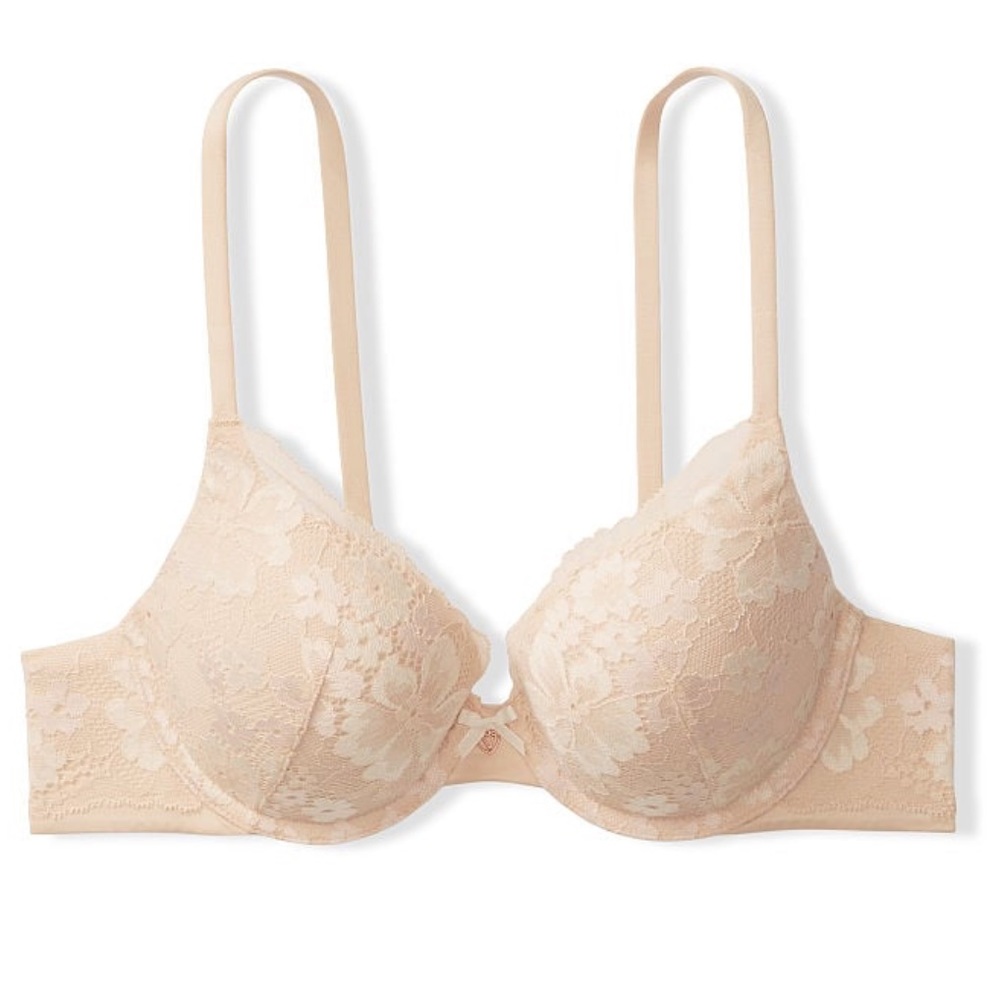 Victoria’s Secret Bra, Body by Victoria’s Secret, Nude, Lace, Padded Bra, 36D